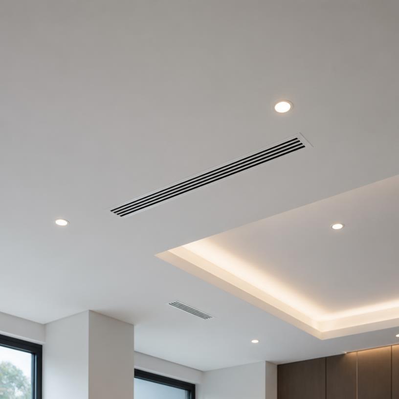 Modern ceiling with integrated HVAC vents